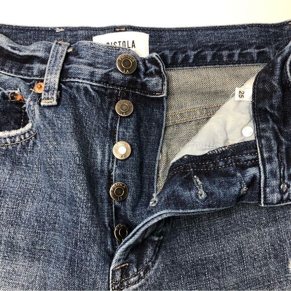 Pistolsa High Waist Skinny Jeans Medium Dark Wash Light Distressing Size 25 - Picture 6 of 13